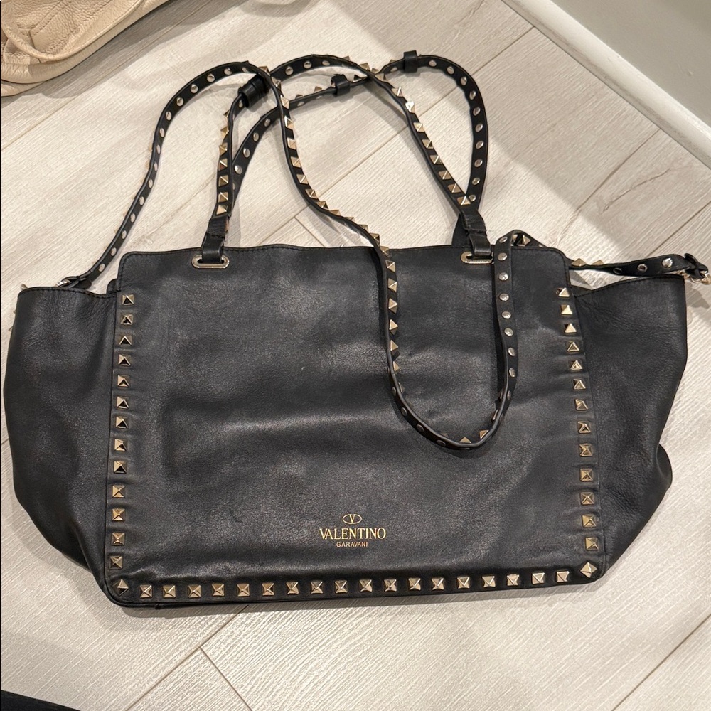 Valentino Black Tote with Gold Studs